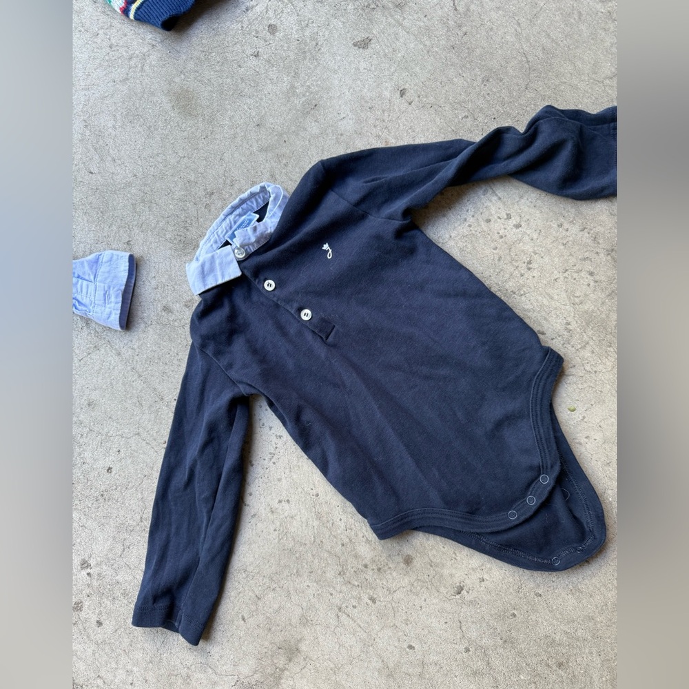 Jacadi Navy and Light Blue Baby Bodysuit